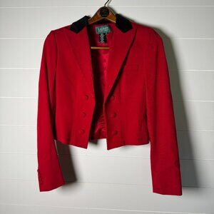 Lauren Ralph Lauren Blazer Womens Sz 6  Red Cropped Wool Suit Jacket Vintage
